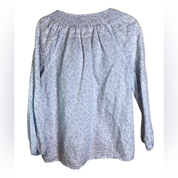 Joie Baby Blue Linen Blend Embroidered Floral Peasant Blouse Women’s Size M - Picture 3 of 9